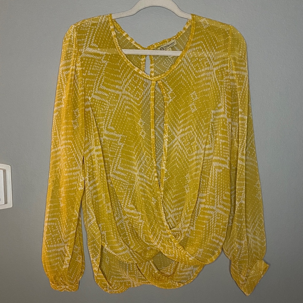 Yellow Patterned Women's Sheer Top